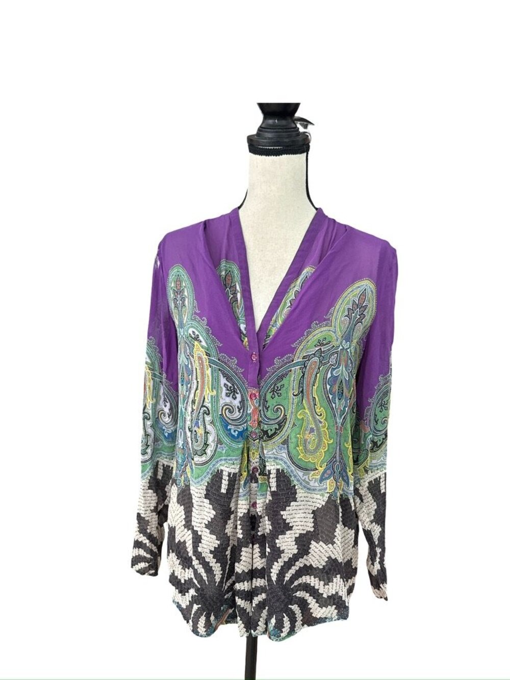 Etro multicolor paisley print silk blouse size size 48